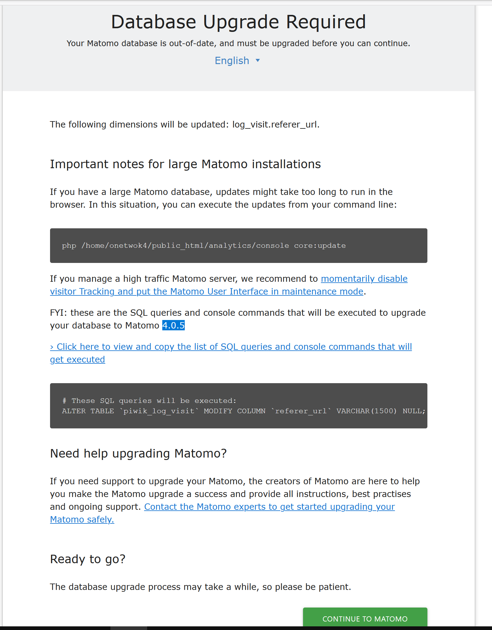 Matomo 4.0.5 upgrade crashed the server with too many  'max_user_connections' - Support & Bugs - Matomo forums