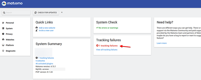 matomo error